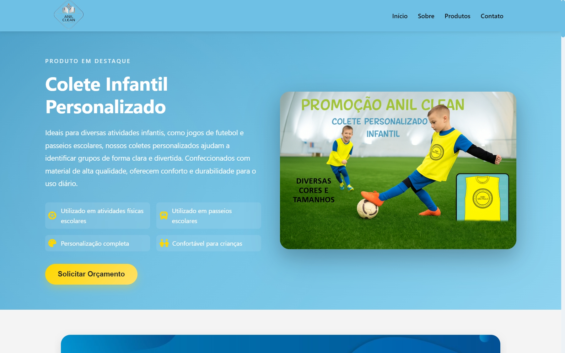 Projeto Anilclean - Website profissional criado pela Nivon Tech